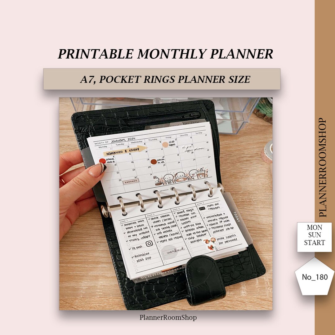 Printable ADHD Monthly Planner Adult, Monthly Calendar Inserts for A7 ...