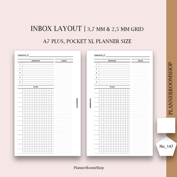 Printable Planner Inserts A7 Plus Pocket XL Planner Size Etsy