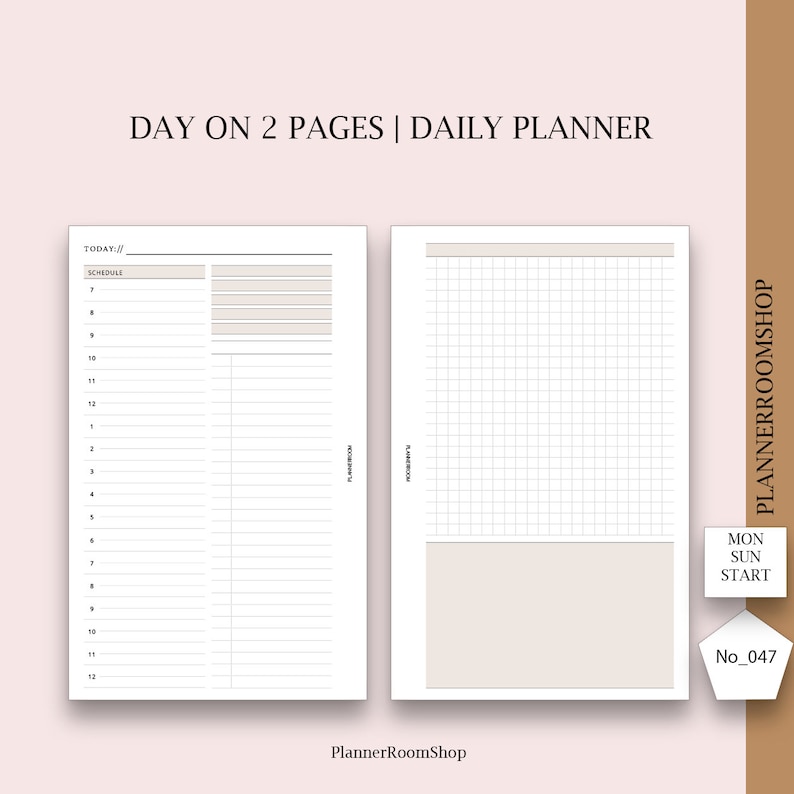 Day on 2 Pages D2P FRANKLIN COVEY Compact Inserts Printable Etsy