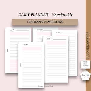 Mini HP - Daily Planner Bundle, 10 Printable Daily Planner Pages, Minimal Daily Planning Inserts, 214