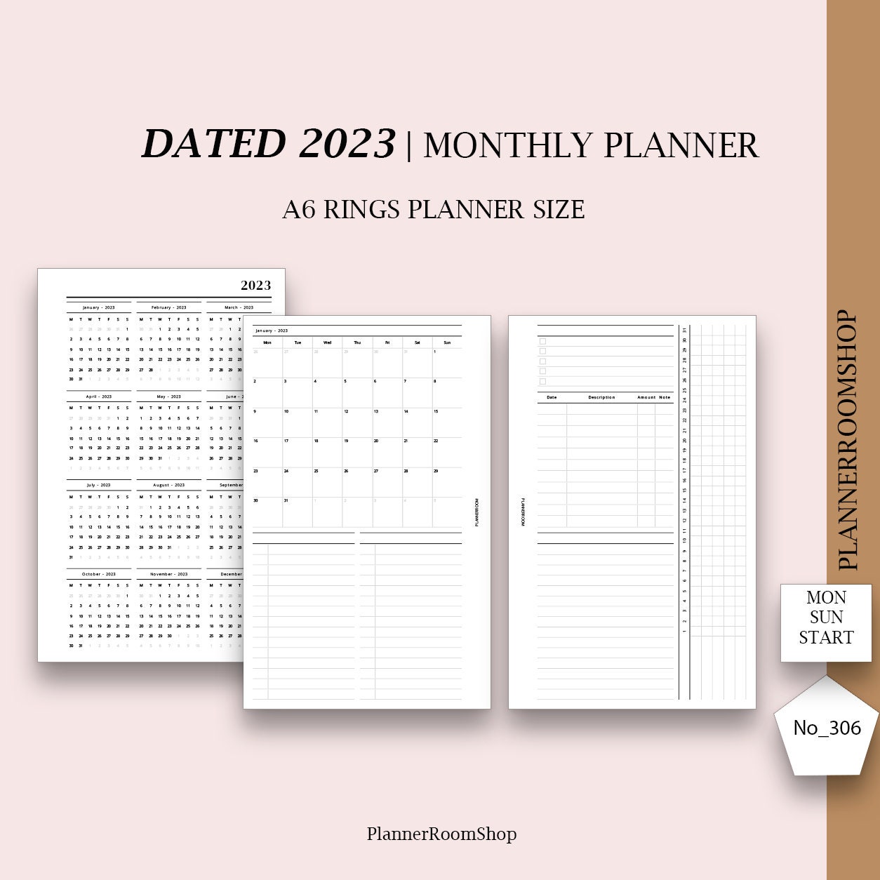 DATED 2023 Today Daily Printed Planner Insert (Notes on Back) - 6-Ring