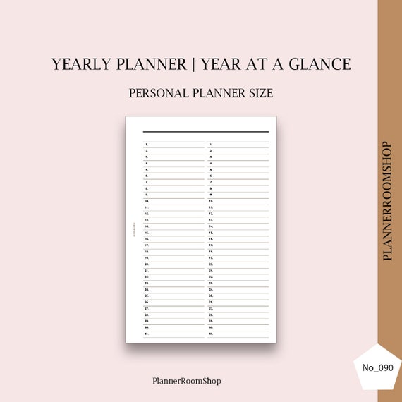 Printable Yearly Planner Personal Digital Planner Year at a - Etsy