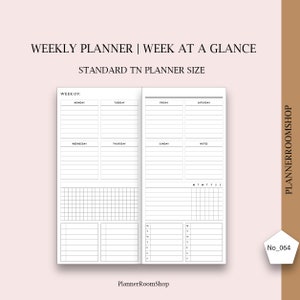 Standard TN, Weekly planner, Printable tn inserts, Minimal design
