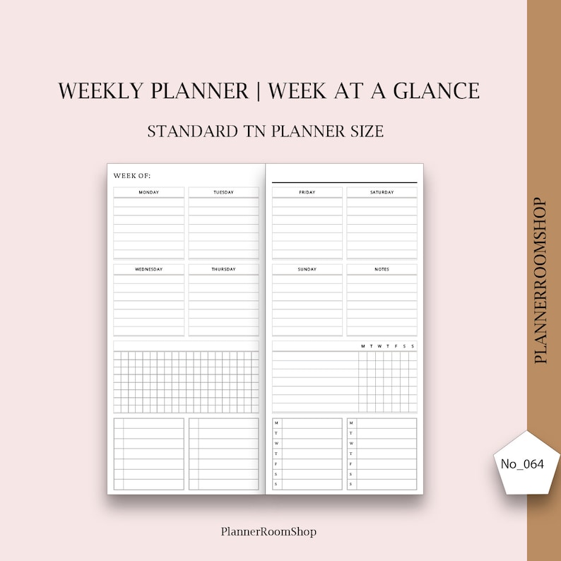 Standard TN Weekly Planner Printable Tn Inserts Minimal - Etsy