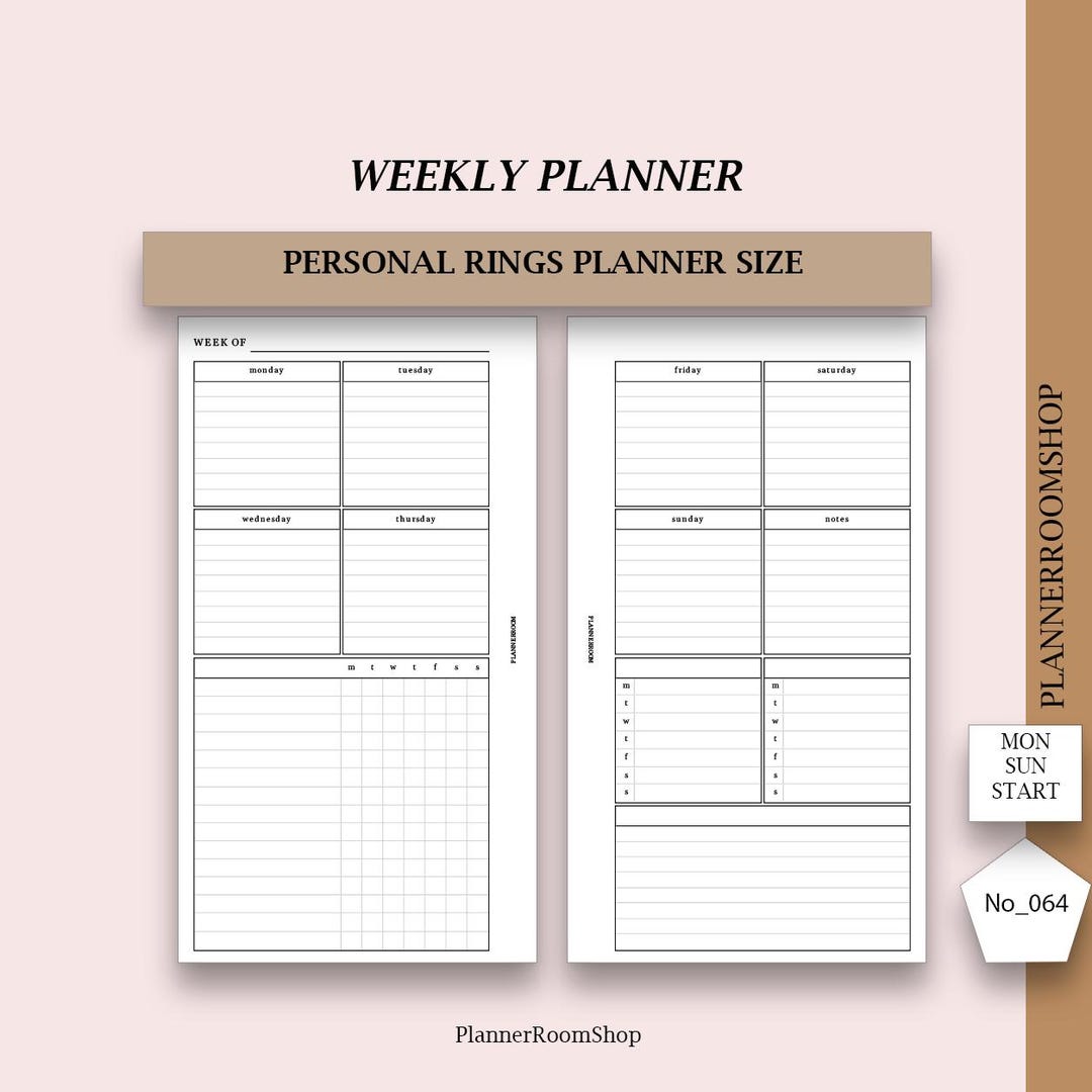 Printable Vertical Weekly Planner With Habit Tracker, Personal Rings ...