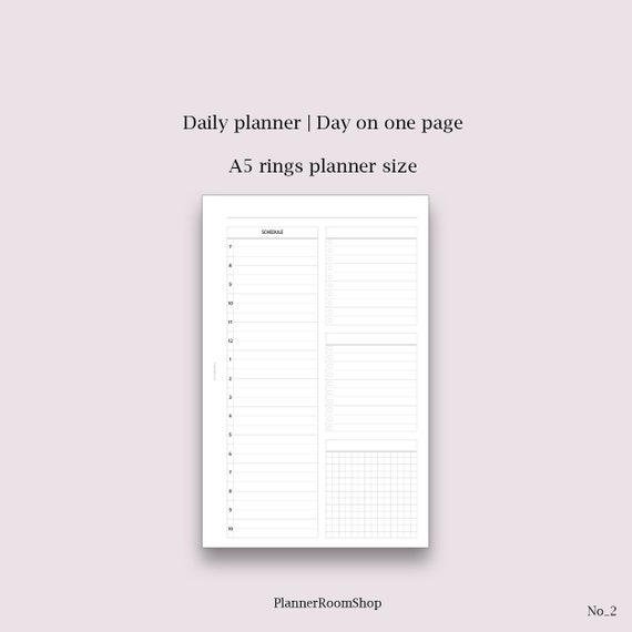Daily Planner Inserts A5 Rings Planner Size Daily Schedule | Etsy