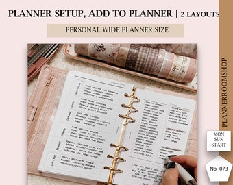 May include: A close-up of a personal wide planner with a gold coil binding. The planner is open to a page with handwritten notes and lists. The page is divided into sections for "Life List", "Monthly Goals", "Personal", "Projects", "Calendar", and "Notes". The planner is surrounded by washi tape.