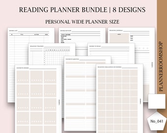 Reading list, Books tracker, Printables for reading, for Personal wide rings planner size, digital download, 041