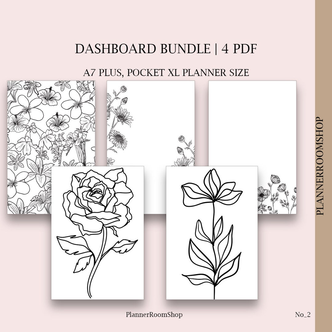 Floral Printable Vellum Dashboard, Pocket Plus Size, Digital Dashboards ...
