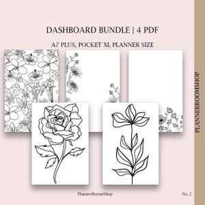Floral printable vellum dashboard, Pocket plus size, Digital dashboards cover
