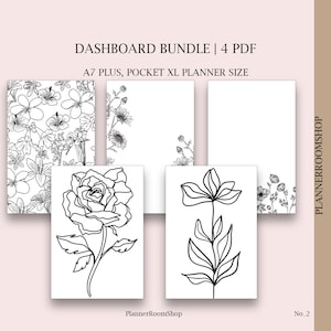 Floral printable vellum dashboard, Pocket plus size, Digital dashboards cover