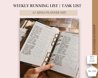 Daily routine insert, Weekly to do list inserts for A5 rings planner, printable tracker, Weekly checkboxes, weekly list, 058