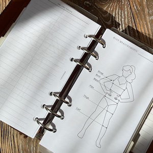 Personal Rings, Body Measurements Planner, Printable Measurement Tracker, Fitness Progress Log, Filofax Online Shops List Insert 086