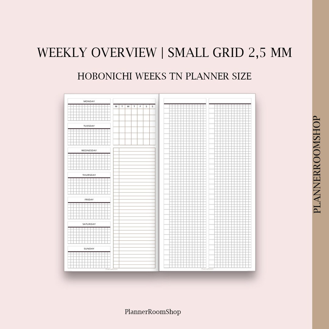 Hobonichi Weeks TN Printable Weekly Planner, Weekly Overview, Small ...