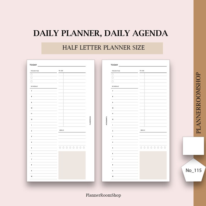 Printable Daily Planner, Half Letter Planner Size, Daily Schedule ...
