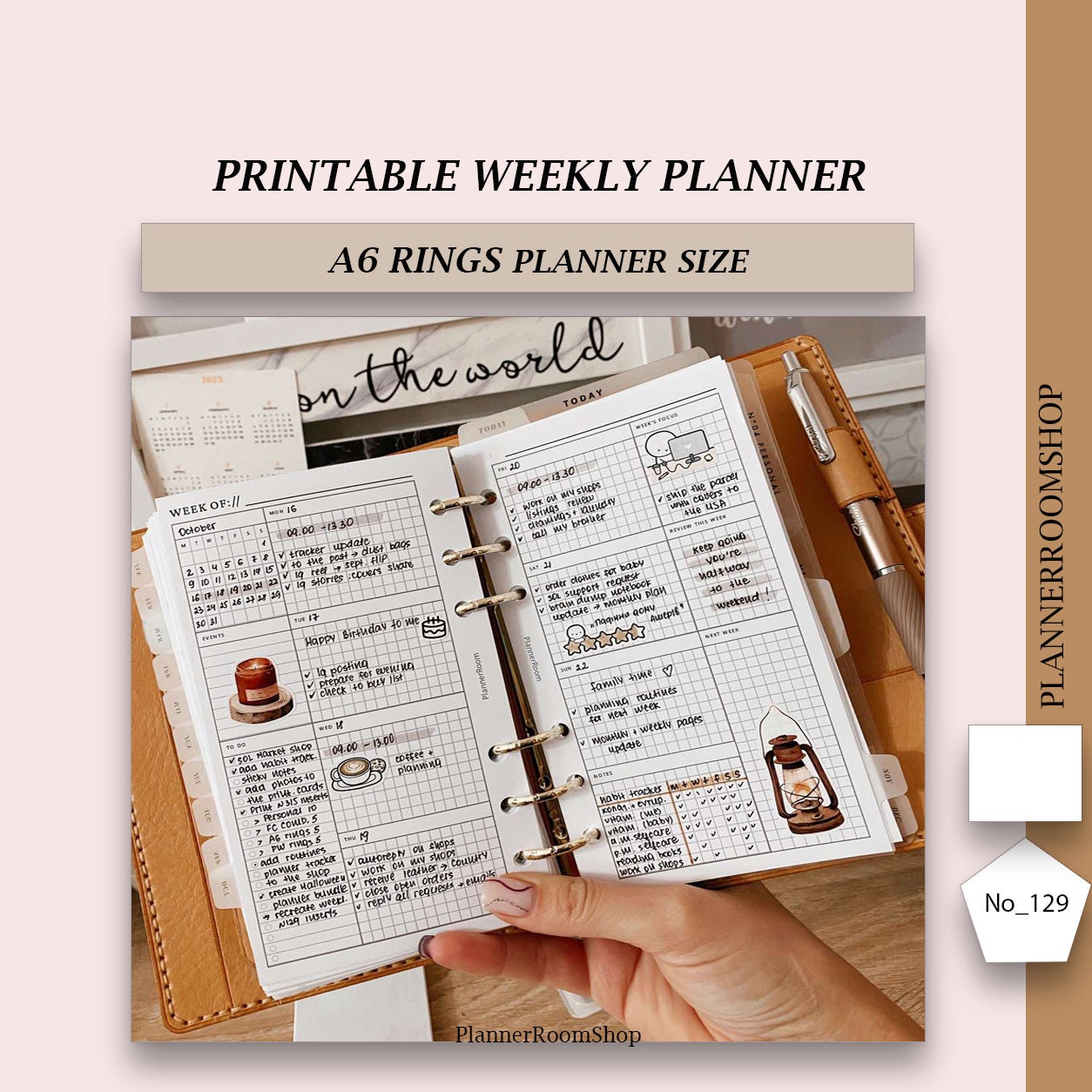 Weekly Planner A6 Planner Inserts, Weekly Schedule, A6 Refill