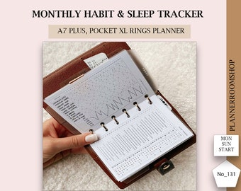 Pocket Plus printable minimalist planner inserts for monthly habit and sleep tracker, 131