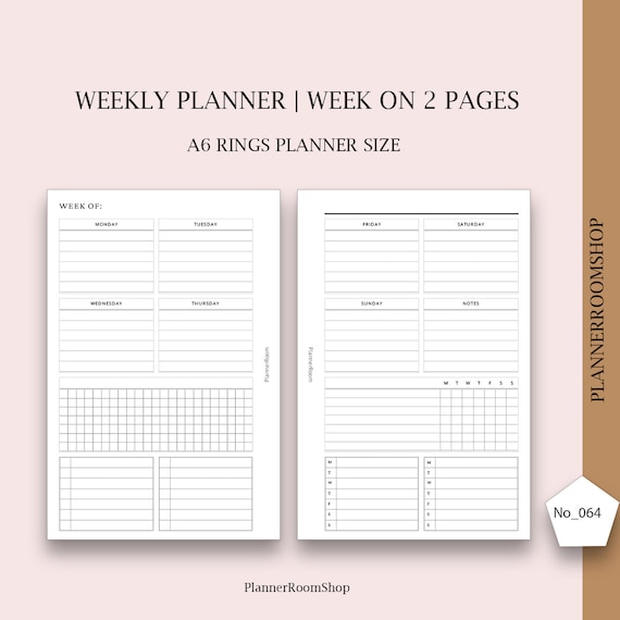 Weekly Planner A6 Planner Inserts, Weekly Schedule, A6 Refill, PRINTABLE -   Denmark