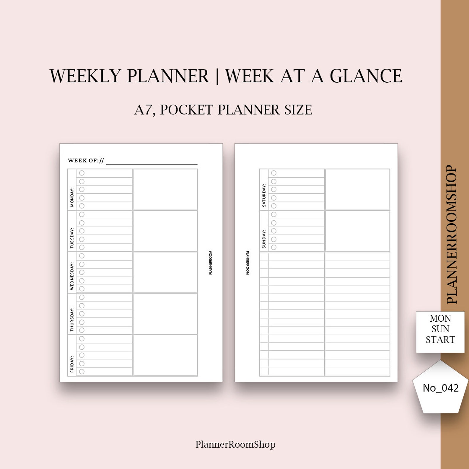 Weekly Planner Printable Pocket Size Weekly Schedule Etsy