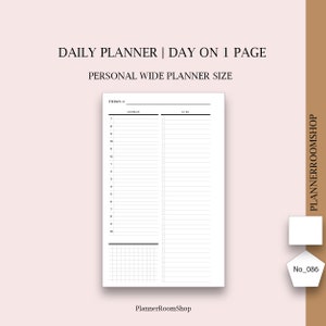 Personal Wide Rings Inserts, Personal Wide Printable Inserts, Daily, Personal Wide Inserts, Printable