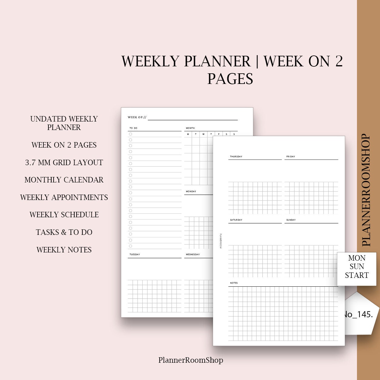 Weekly Printable Inserts, A5 Rings Planner Refill, Weekly Agenda ...