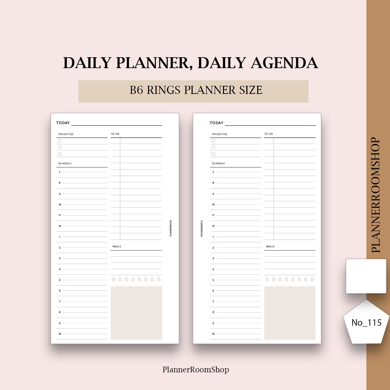 B6 Rings Inserts Printable Daily Planner B6 Planner Size Etsy