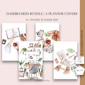 Gemütlicher Planer Dashboard, Pocket-Planer Größe, Dashboard in warmen Farben, Printable Planner Covers, Abschnitt Dashboard, 151