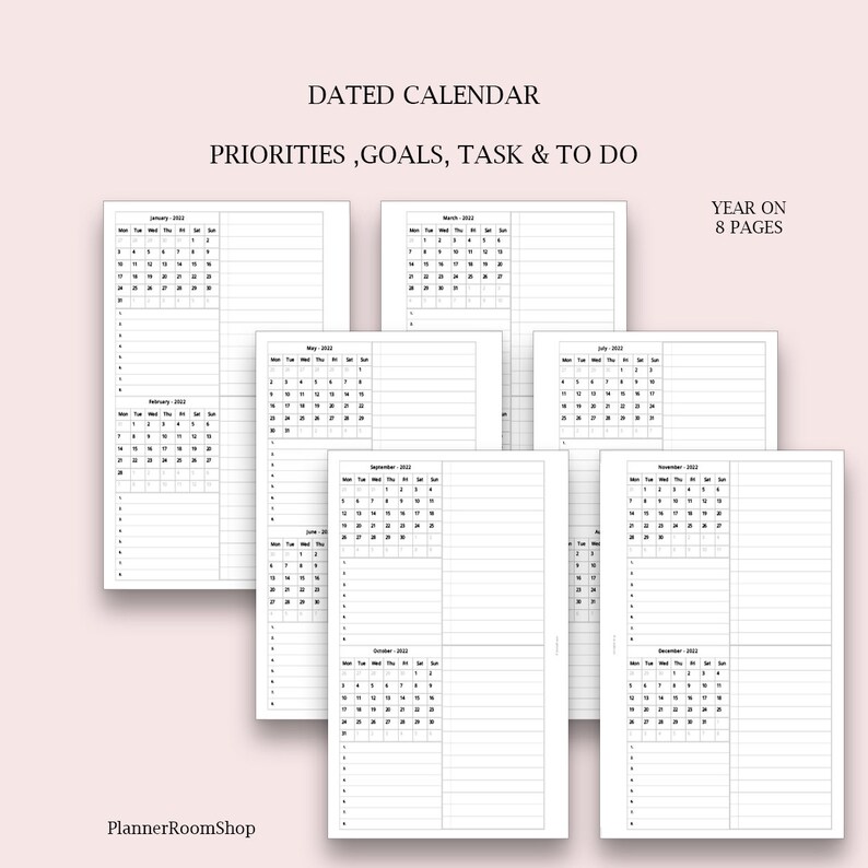 2022 Future Log Printable Planner Refills A6 Minimal Etsy