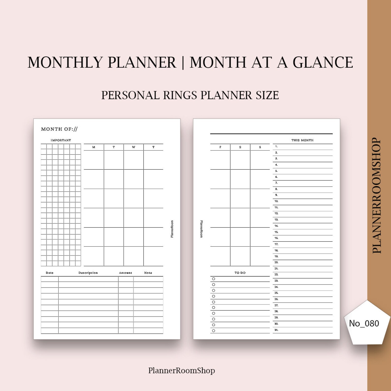 Month on Two Pages Printables for Personal Size Undated - Etsy