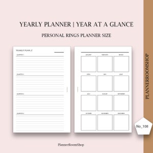Year Overview, Personal Inserts, Year at a Glance, Monthly Planner ...