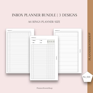 Brain Dump Inserts, Printable Inbox A6 rings size, Inbox Insert Inbox Tracker Insert, To Do List Template, Task List Get It Done List