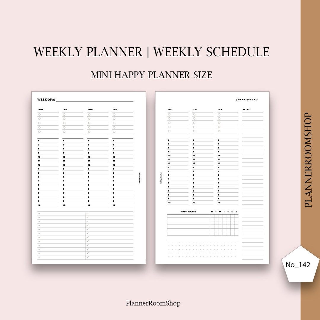 Mini Happy Planner Hourly, Happy Planner Inserts Printable, Happy ...