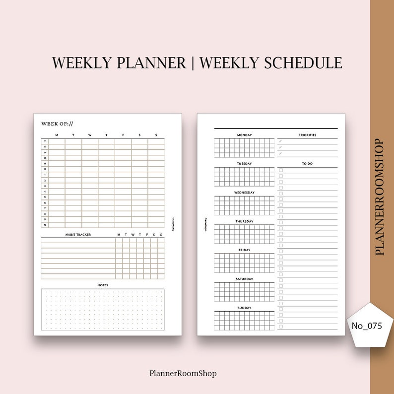 Week on Two Pages Printables for A5 Rings Planner Size - Etsy