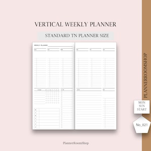 Printable Weekly Planner for Standard TN | Undated Traveler’s Notebook Weekly Layout | Standard TN Inserts, 021