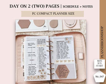 Día en 2 páginas, D2P, insertos compactos imprimibles de FRANKLIN COVEY, insertos diarios en cuadrícula, repuesto imprimible de Franklin Covey, insertos compactos FC, 047