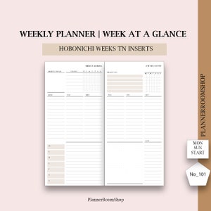 Hobonichi weeks TN Weekly planner printable inserts, 101