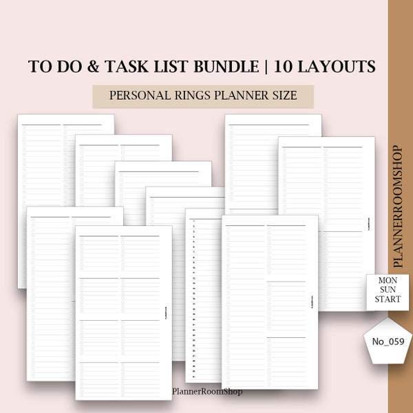 Printable To Do List, Daily To Do List, Personal Planner Inserts, To Do Organizer, Organizer List, Filofax Personal Refills, 059