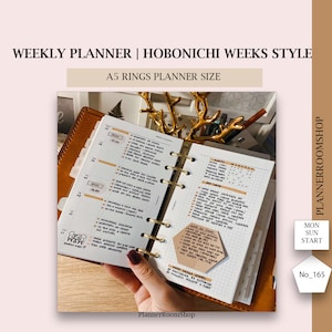 ADHD Printable weekly planner, Minimal Hobonichi style, A5 rings planner size, ADHD adult organizer, 165