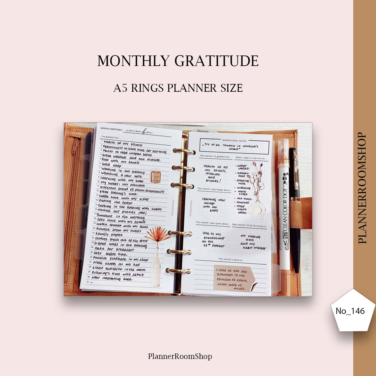 Gratitude Journal A5 Printable Inserts Monthly Printable - Etsy