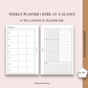 Pocket plus weeklies planner inserts,  Week on 2 pages, Minimalist weekly planner, printables inserts, PDF planner pages