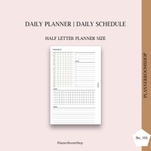 Encartes diarios imprimibles, tamaño medio, encartes de media carta, horario diario, plantilla de lista de tareas, lista de tareas para completar, volcado de ideas