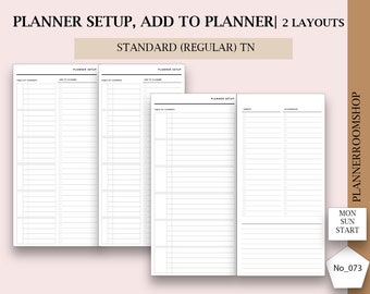 Standard (Regular) TN, Add to planner printables, List for planning, Planner organization, Travelers Notebook refill, Planner Setup, 073