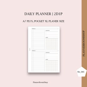 Daily 2 Days on 1 page Pocket XL Inserts, Daily To Do List, Day Planner 2D1P Daily Planner, 85