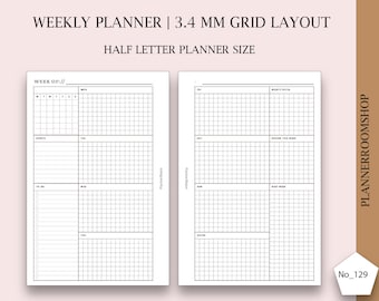 Halve letter planner inzetstukken afdrukbaar, wekelijks dashboard invoegen, halve letter afdrukbaar, halve letter planner invoeging, wekelijks afdrukbaar, 129