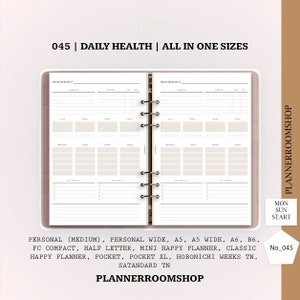 Einlagen für ein tägliches Trainingsjournal, zum Ausdrucken, Tägliches Gesundheitsjournal, Einlagen für Fitness und Wohlbefinden, 045