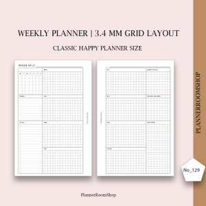 Dashboard Layout CLASSIC Happy Planner Printable Insert, Dashboard Layout Weekly Undated Happy Planner Refill Printable Inserts, 129