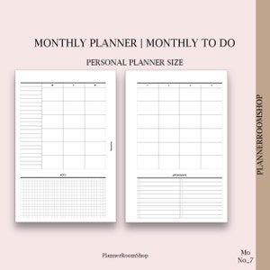 Monthly Planner Printable Minimalist Planner Personal planner | Etsy