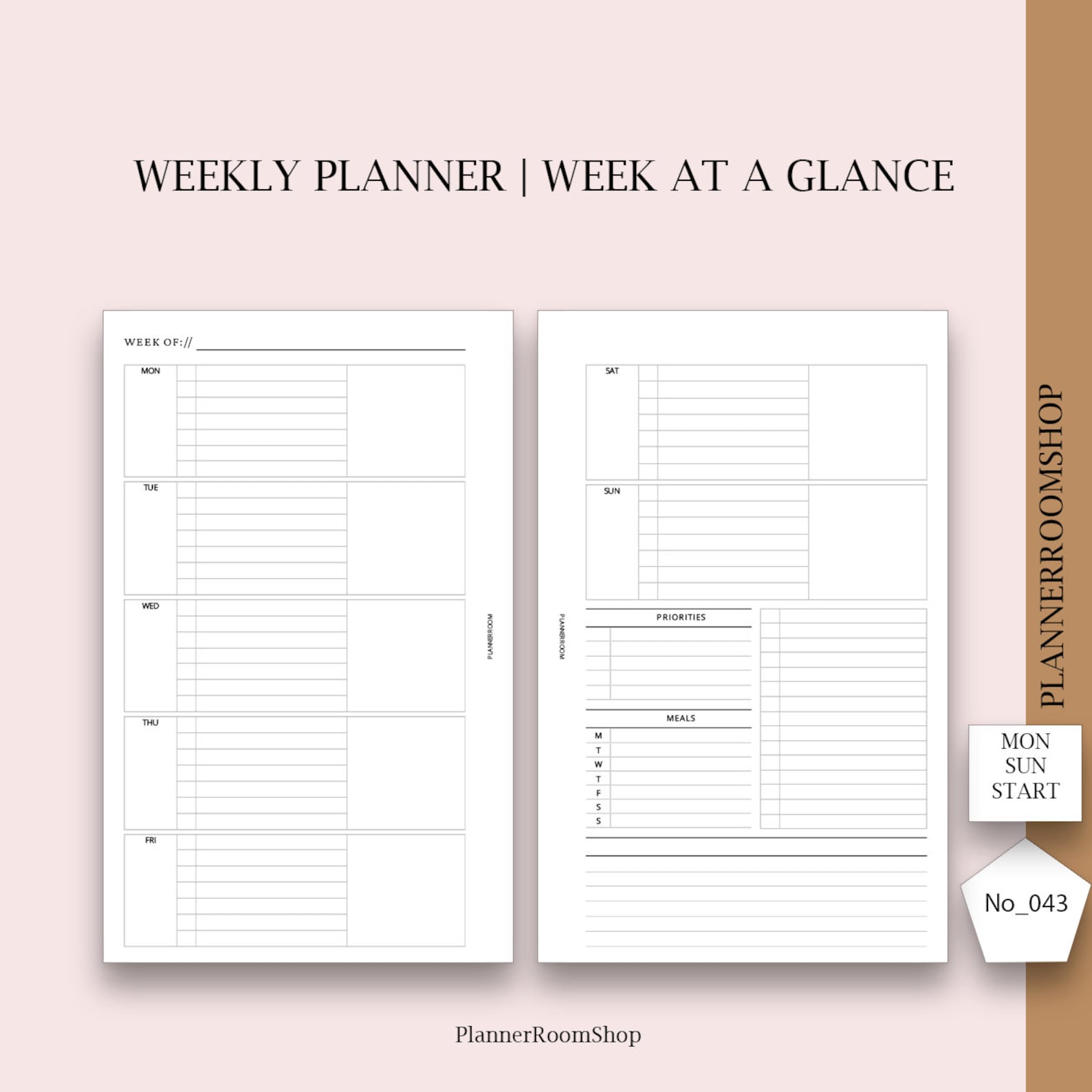 Weekly Planner Personal Planner Inserts Weekly Agenda WO2P - Etsy