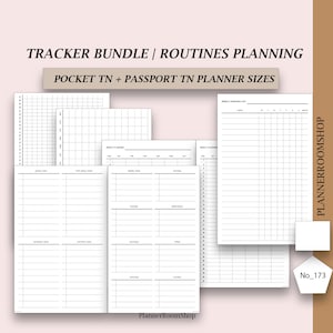 Pocket TN, Passport TN Afdrukbare gewoontetracker voor reizigersnotitieboeken, jaarlijkse, maandelijkse, wekelijkse gewoontetracker, 173