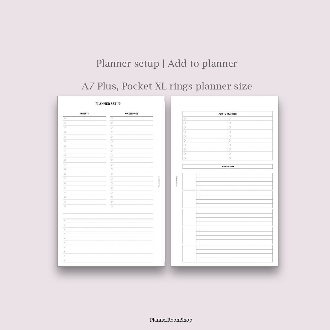 Planner Setup printables inserts Add to planner A7 Etsy